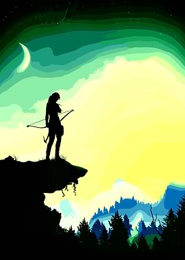Silhouette Archer Landscape