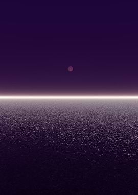 Purple Horizon with Moon and Sea