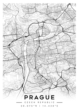 Prague City Map - Czech Republic Minimalist