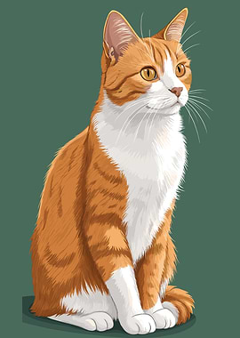 Orange and White Cat Illustration