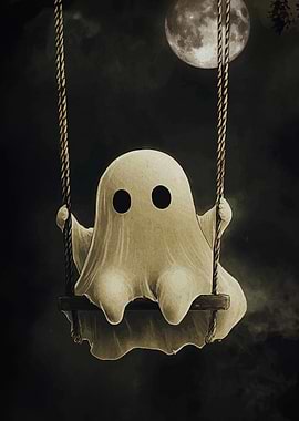 Ghost on a Swing Under Moonlight