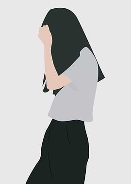 Minimalist Woman Covering Face Illustration