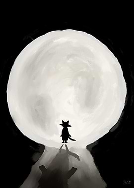 A Cat Under the Moon