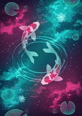 Koi Fish in Cosmic Pond