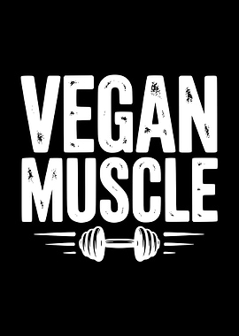 Vegan Muscle Text with Dumbbell Graphic