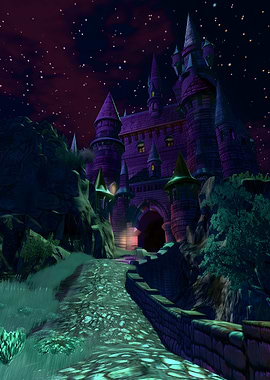 Purple Fantasy Castle at Night