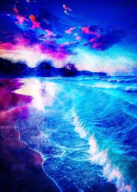 Abstract Beachscape with Vibrant Colors