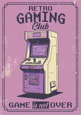 Retro Gaming Club Arcade Machine Poster