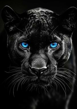 Black Panther with Blue Eyes Portrait
