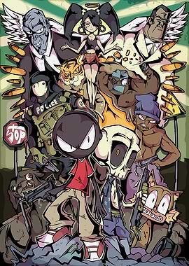 Cartoon Gangster Character Group Illustration