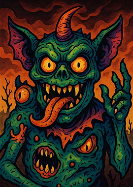 Cartoon Monster with Tongue Out