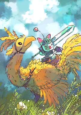 Chocobo and Moogle Knight Illustration