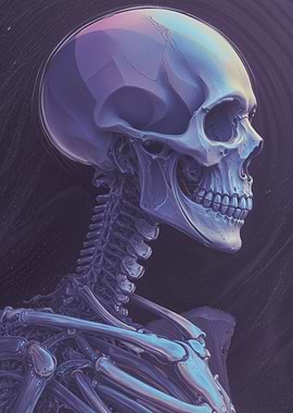 Detailed Skeleton Illustration in Blue Tones