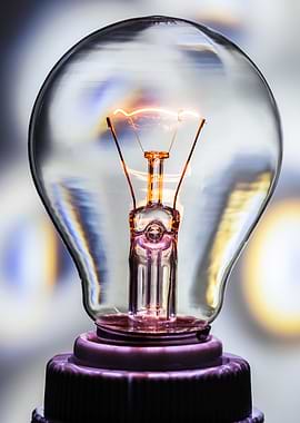 Illuminated Light Bulb Close-Up