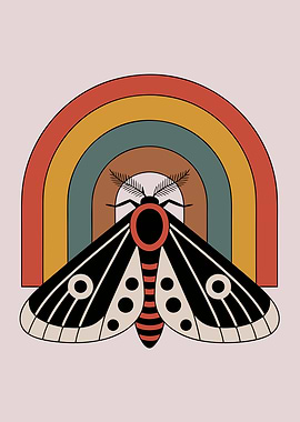 Moth and Rainbow Illustration