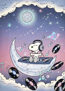 Snoopy DJ on the Moon