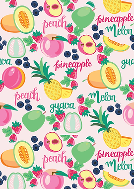 Colorful Fruit Pattern with Text
