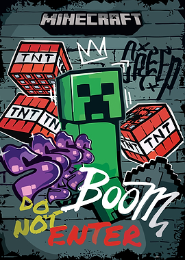 Minecraft Creeper Boom Graffiti Art