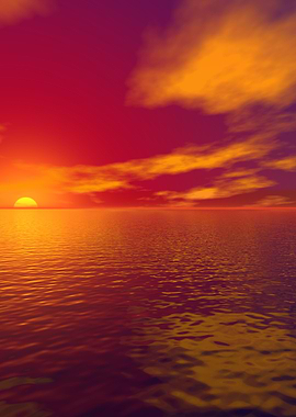 Vibrant Sunset Over Calm Ocean