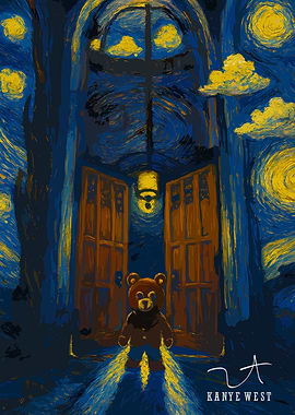 Kanye West Bear in Starry Night Style