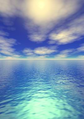 Serene Ocean View with Blue Sky