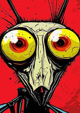Creepy Cartoon Alien Insect Portrait