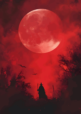 Red Moon Witch Halloween