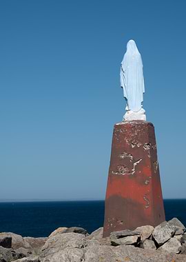 Statue of Virgin Mary by the sea