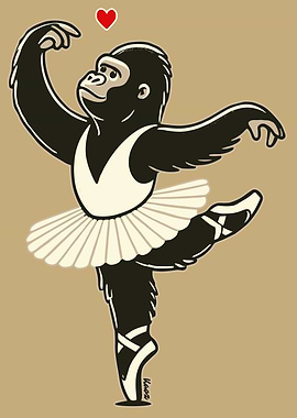 Ballerina Gorilla with Heart