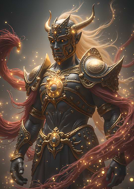 Horned Warrior in Golden Armor