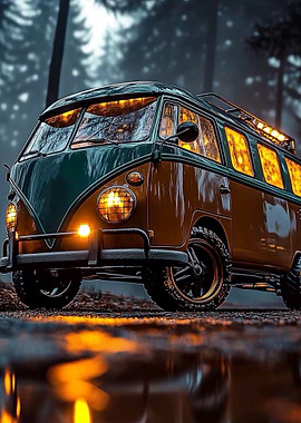Vintage Van in Forest