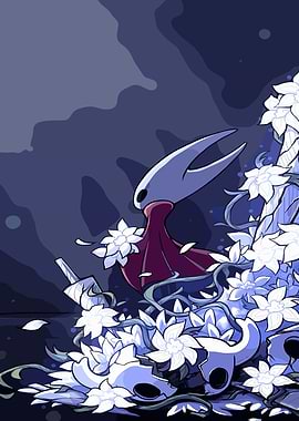 Hollow Knight and White Flowers