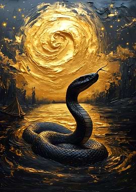 Black Snake in Golden Water