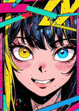 Anime Girl with Heterochromia Close-Up