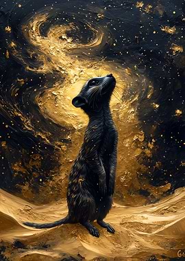 Meerkat Gazing at Golden Galaxy