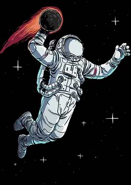Astronaut Slam Dunking a Meteor