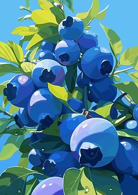 Blueberry Bush Illustration