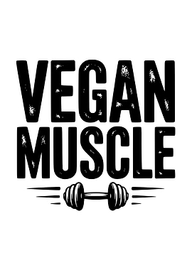 Vegan Muscle Text with Dumbbell Graphic