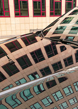 Building Reflection on Car Hood