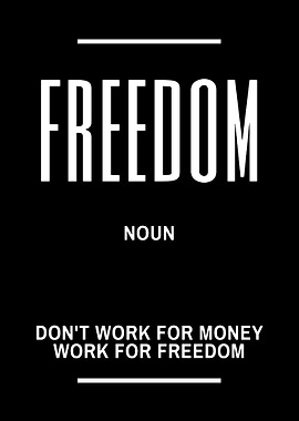 Freedom Definition Black and White Poster