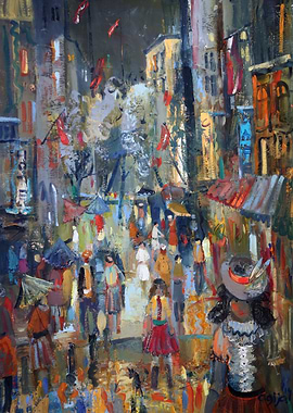 Impressionistic City Street Scene Painting