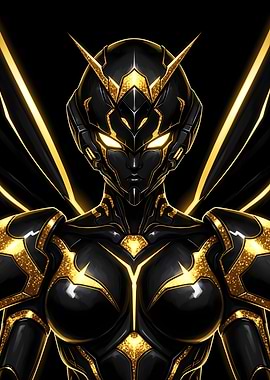 Black and Gold Futuristic Female Warrior