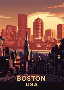 Boston USA Cityscape Art