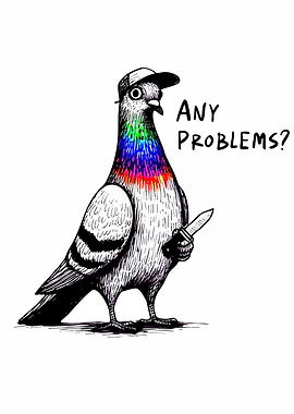 Gangster Pigeon with Knife Illustration