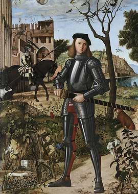 Knight in Armor Landscape Painting