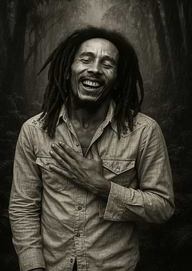 Bob Marley Portrait in the Rain