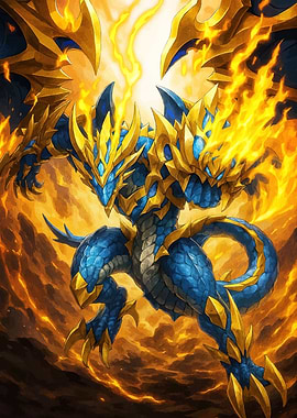 Blue and Gold Dragon Flames