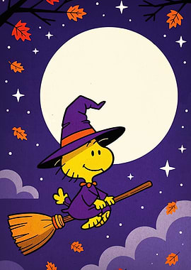 Woodstock Witch Flying on Broomstick