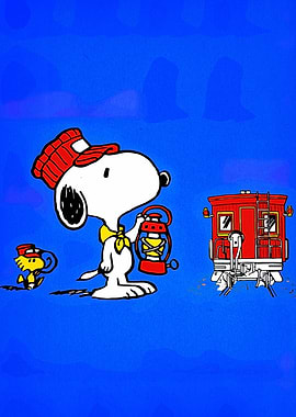 Snoopy and Woodstock Train Cartoon