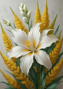 Elegant White Lily with Yellow Accents